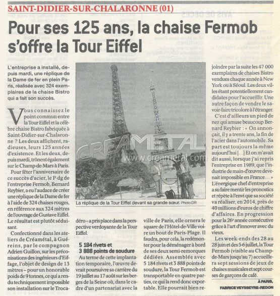 Pour ses 125ans, la chaise Fermob s'offre la Tour eiffel - LA VOIX DE L'AIN